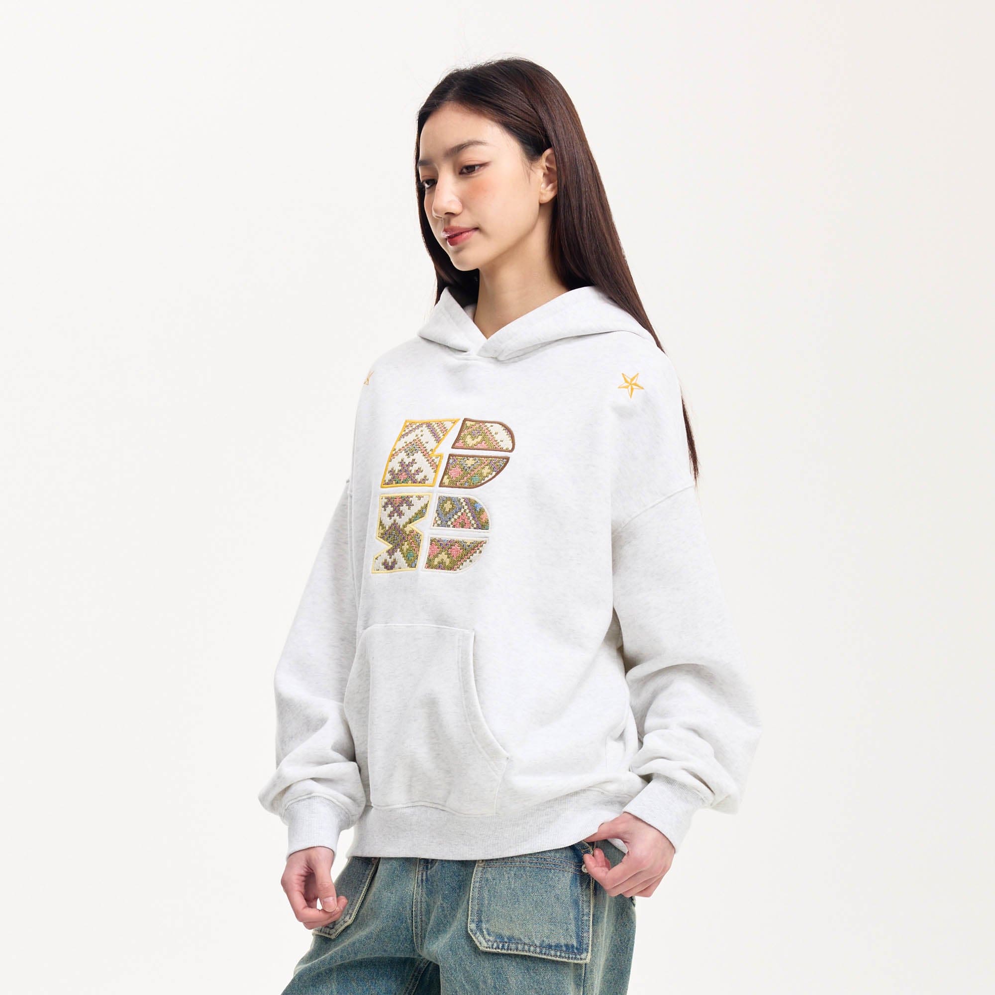 BONELESS Tribal Jacquard LOGO Patch Embroidered Hoodie