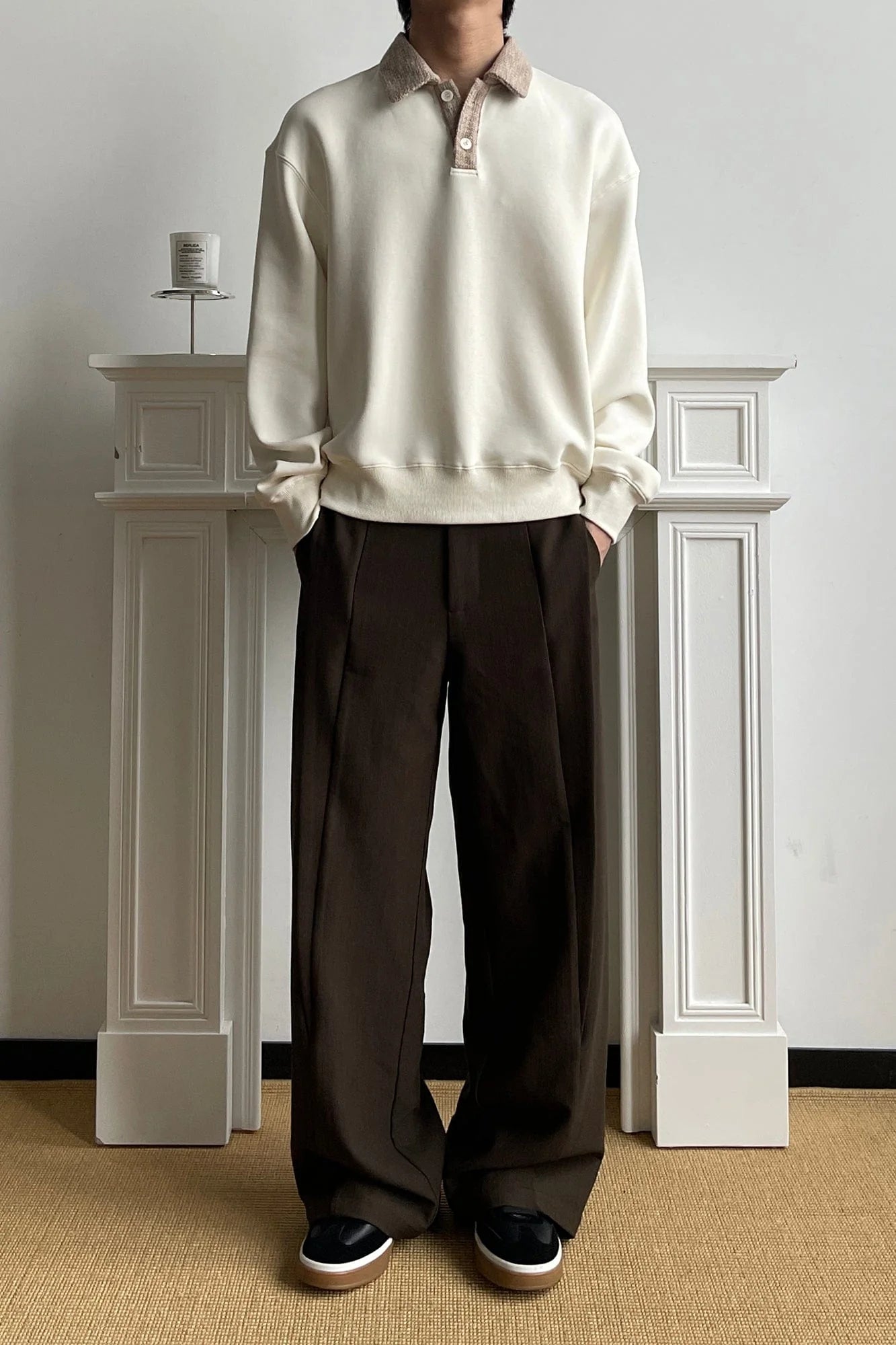 OKAYTHXBYE Flexweave Contrast Collar Sweatshirt