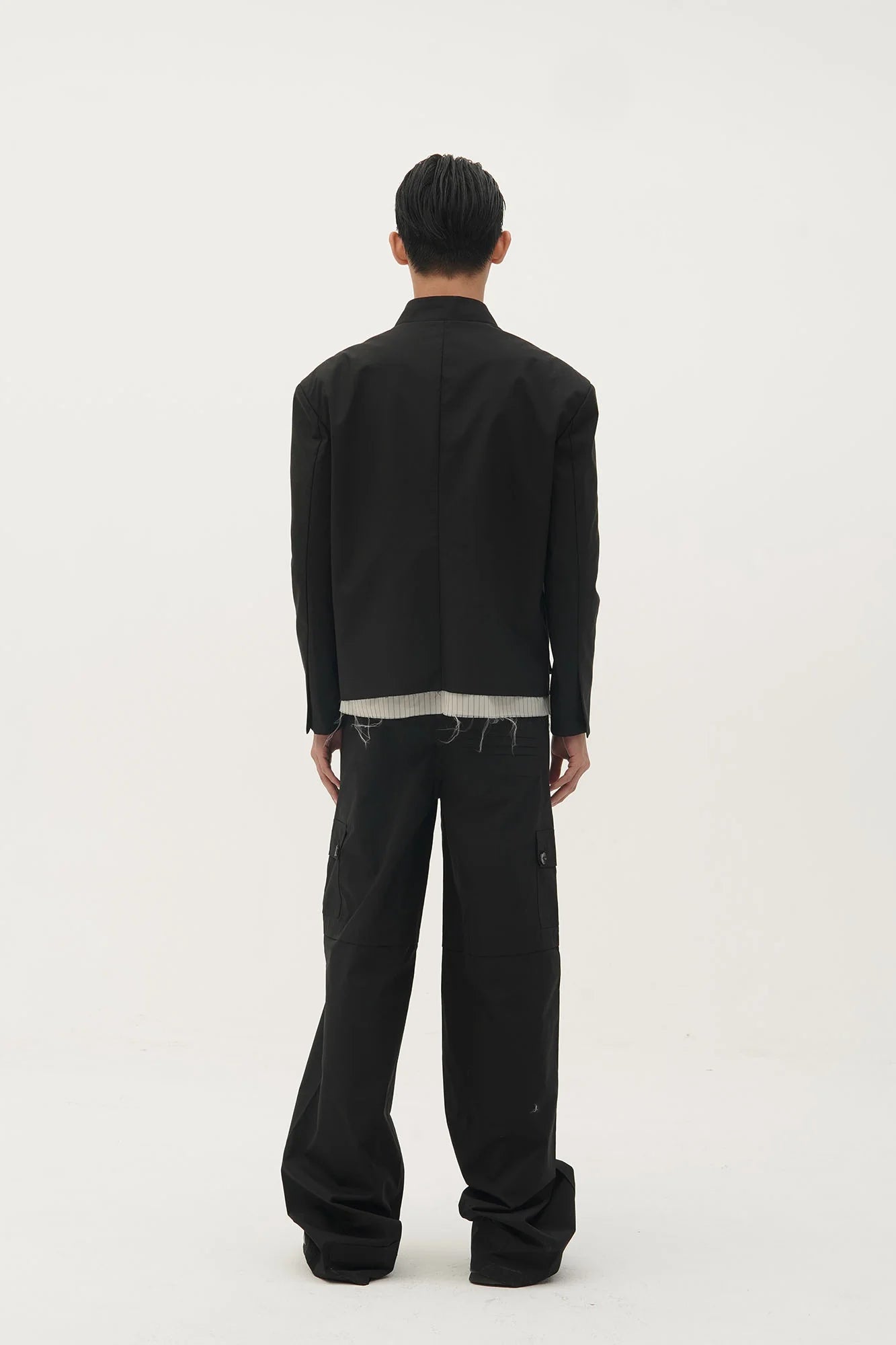ORAL UTOPIA Faux Layered Hem Mandarin Collar Jacket