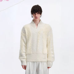 TIWILLTANG Fuzzy Faux-Mink Contrast Sweater