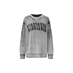 VANN VALRENCE Washed Distressed LOGO Sweater