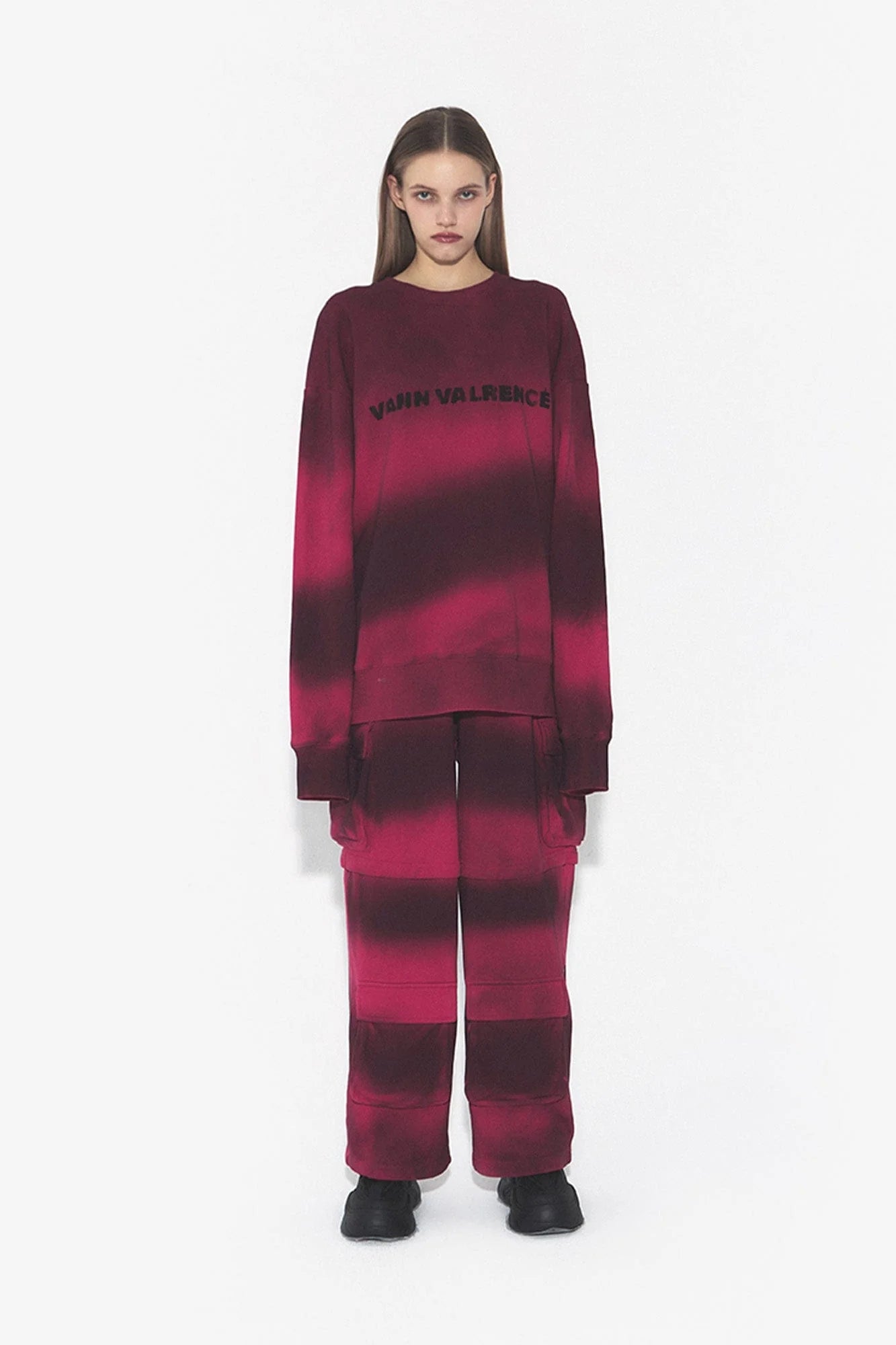 VANN VALRENCE Ombre Stripe Multi-Pocket Drawstring Sweatpants