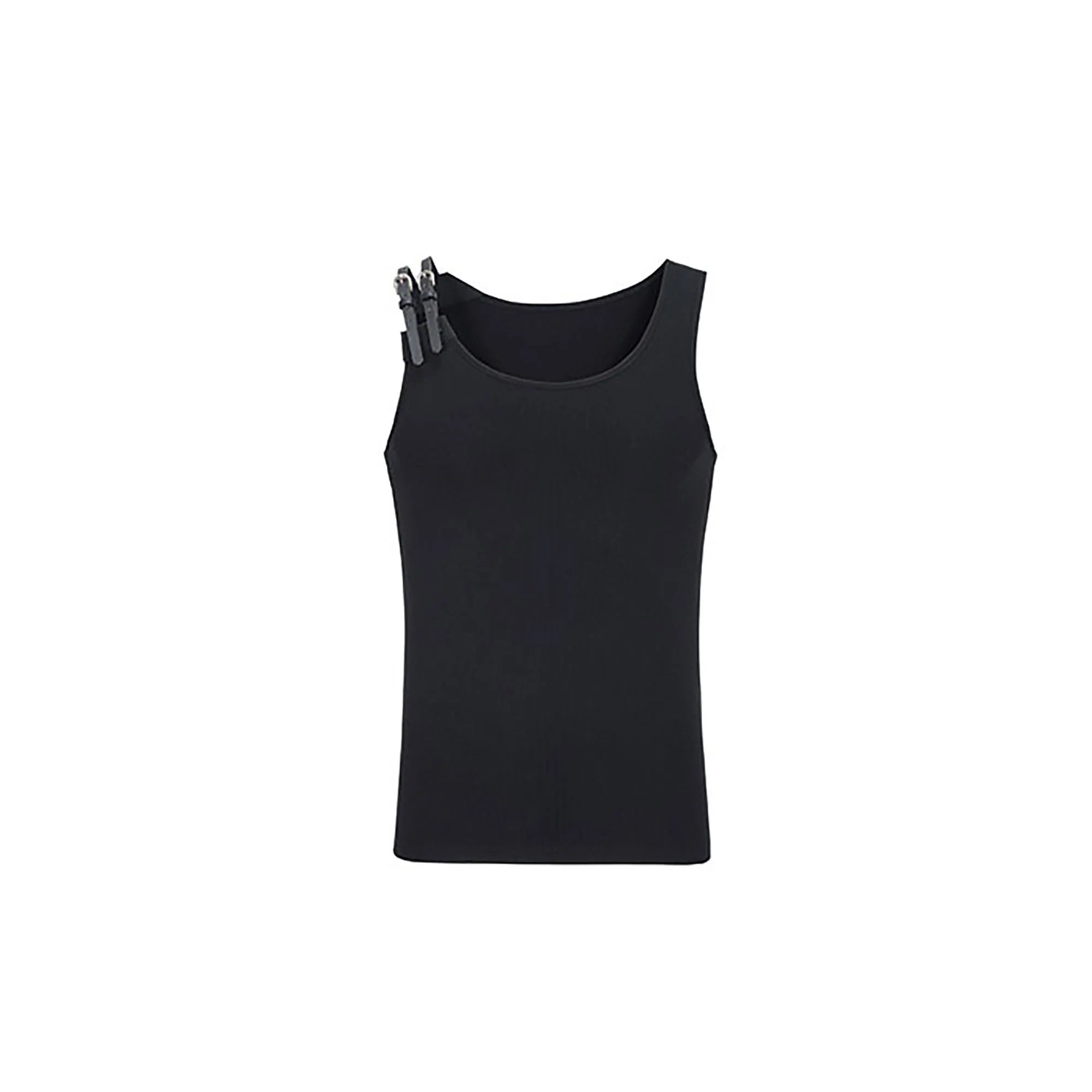 TUIMU Buckle Strap Ribbed Tank Top