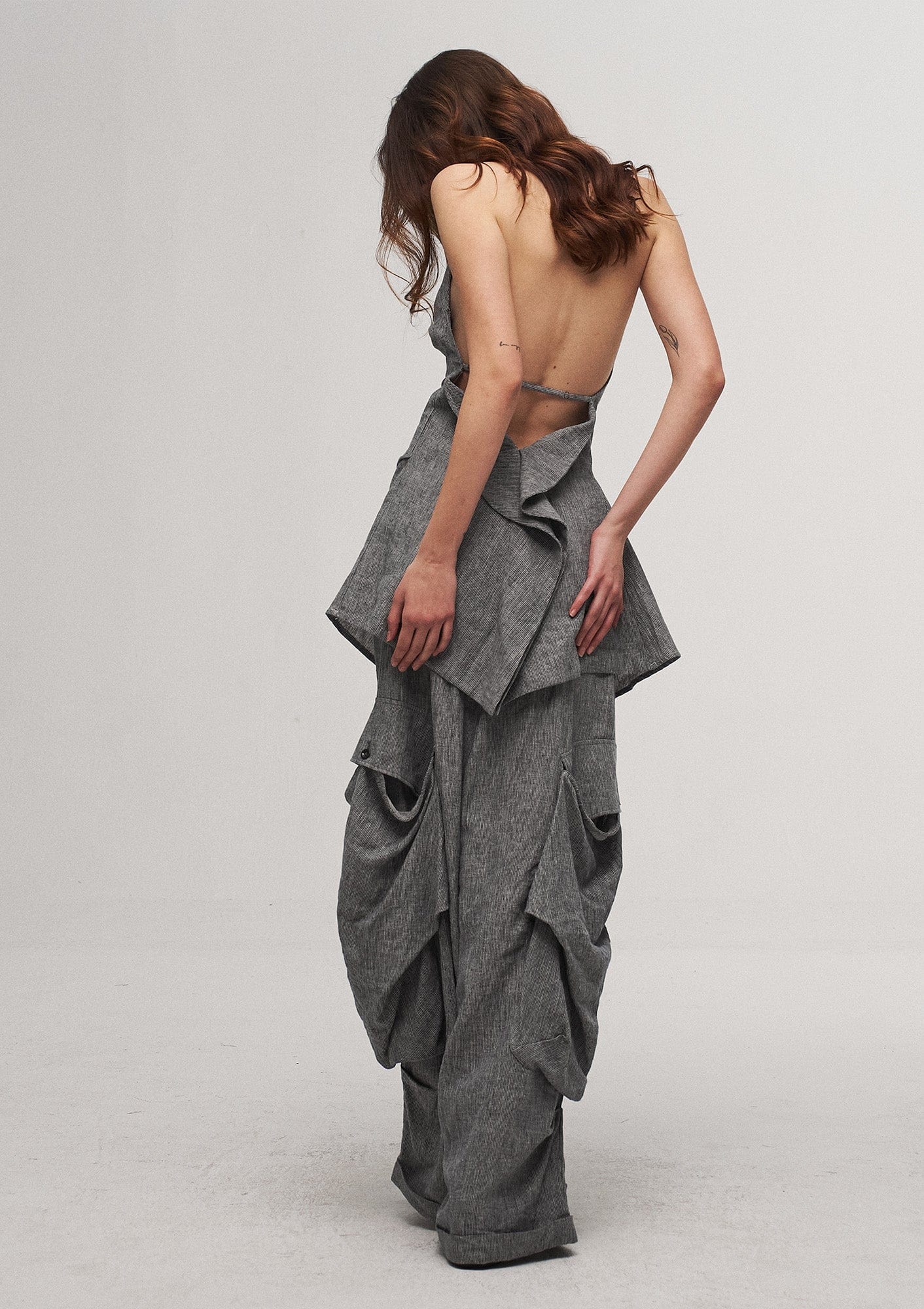 ILNya Nieternite Nifutur Big Pockets Cotton-Linen Wide-Leg Pants
