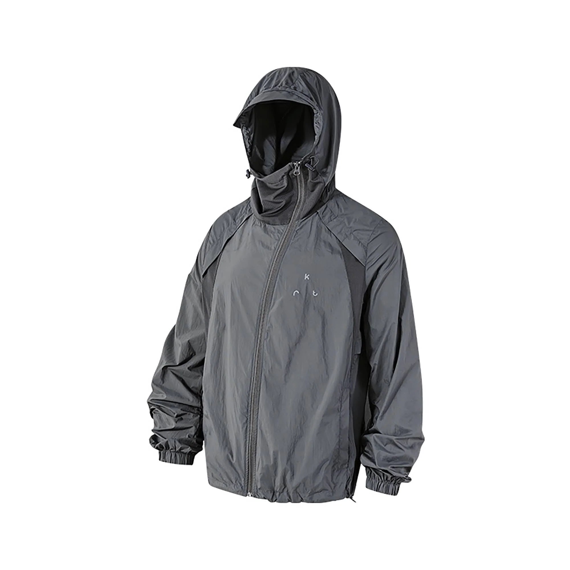 KREATE Asymmetrical Zip Mesh-Paneled UV Protection Hooded Jacket