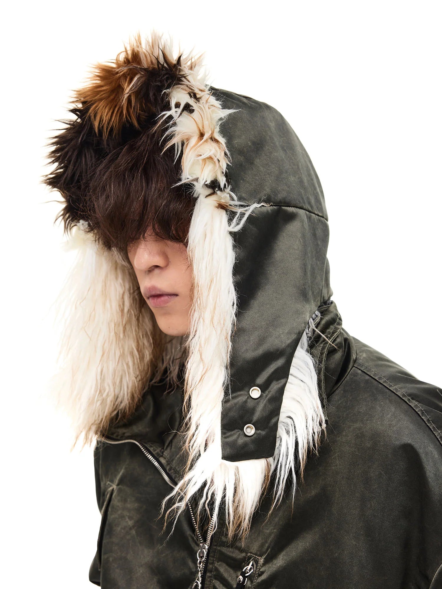 WHISTLEHUNTER Detachable Faux-Fur Hooded Bomber Jacket