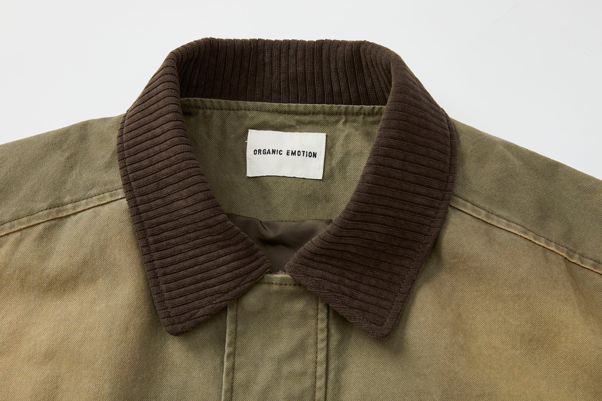 ORGANIC EMOTION Washed Contrast Collar Oversized Snap Jacket