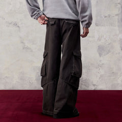 ALVNG AR ANTS Washed Big Pockets Wide-Leg Cargo Pants