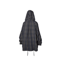 RELABEL Detachable Hood Multi-Zip Plaid Oversized Shirt