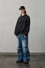 ORGANIC EMOTION Faded Wash Padded-Knee Jeans