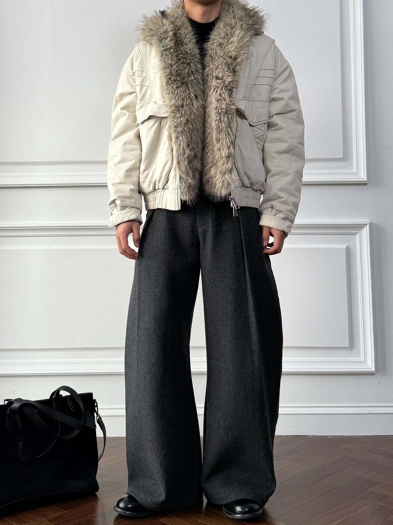 CATSSTAC Detachable Faux Fur Scarf Panel Jacket