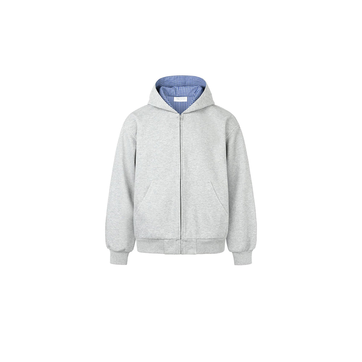 OKAYTHXBYE Houndstooth-Lined Zip-Up Hooded Jacket