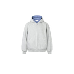 OKAYTHXBYE Houndstooth-Lined Zip-Up Hooded Jacket