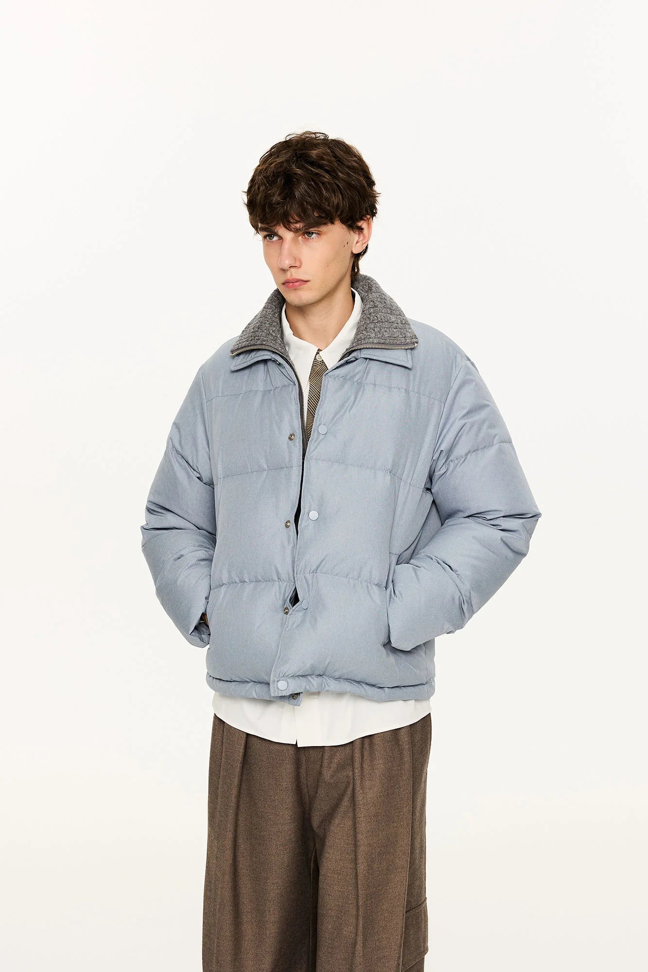 KREATE Faux Layered Cable Knit Puffer Jacket