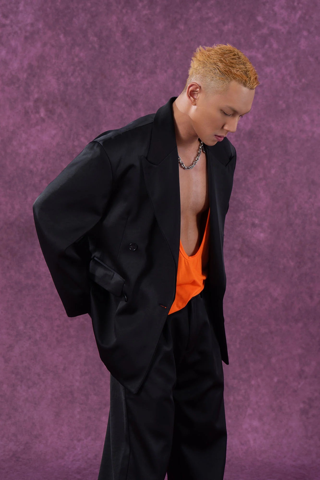 CLP Satin Double-Breasted Oversized Blazer