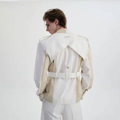 TIWILLTANG Contrast Deconstructed Belted Zip-Up Shirt