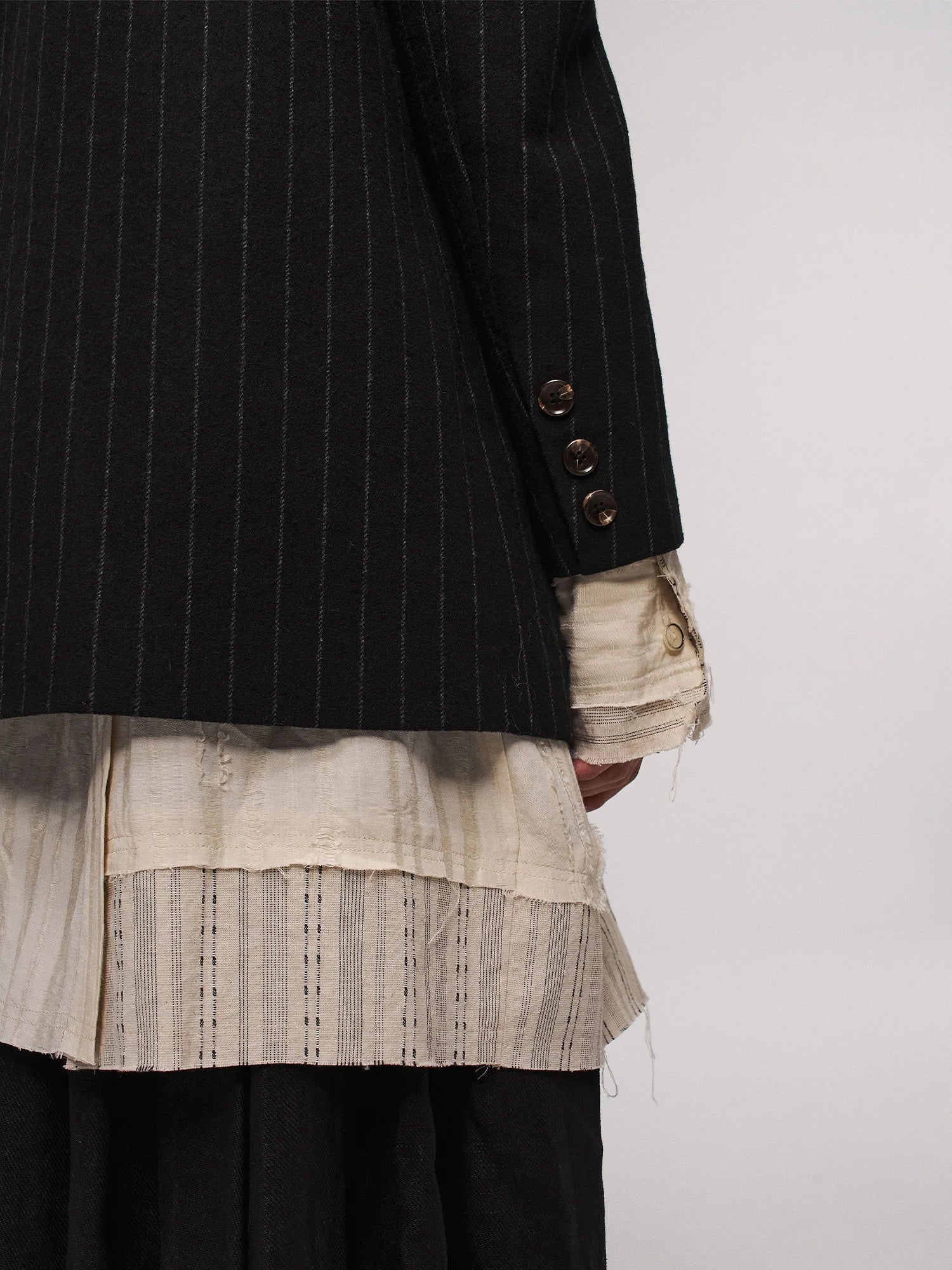 ILNya Nieternite Nifutur Asym Pinstripe Draped Flap Wool Blazer