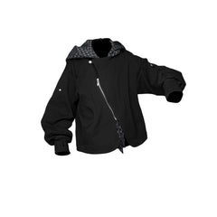 RELABEL Detachable Plaid Hood Jacket Black