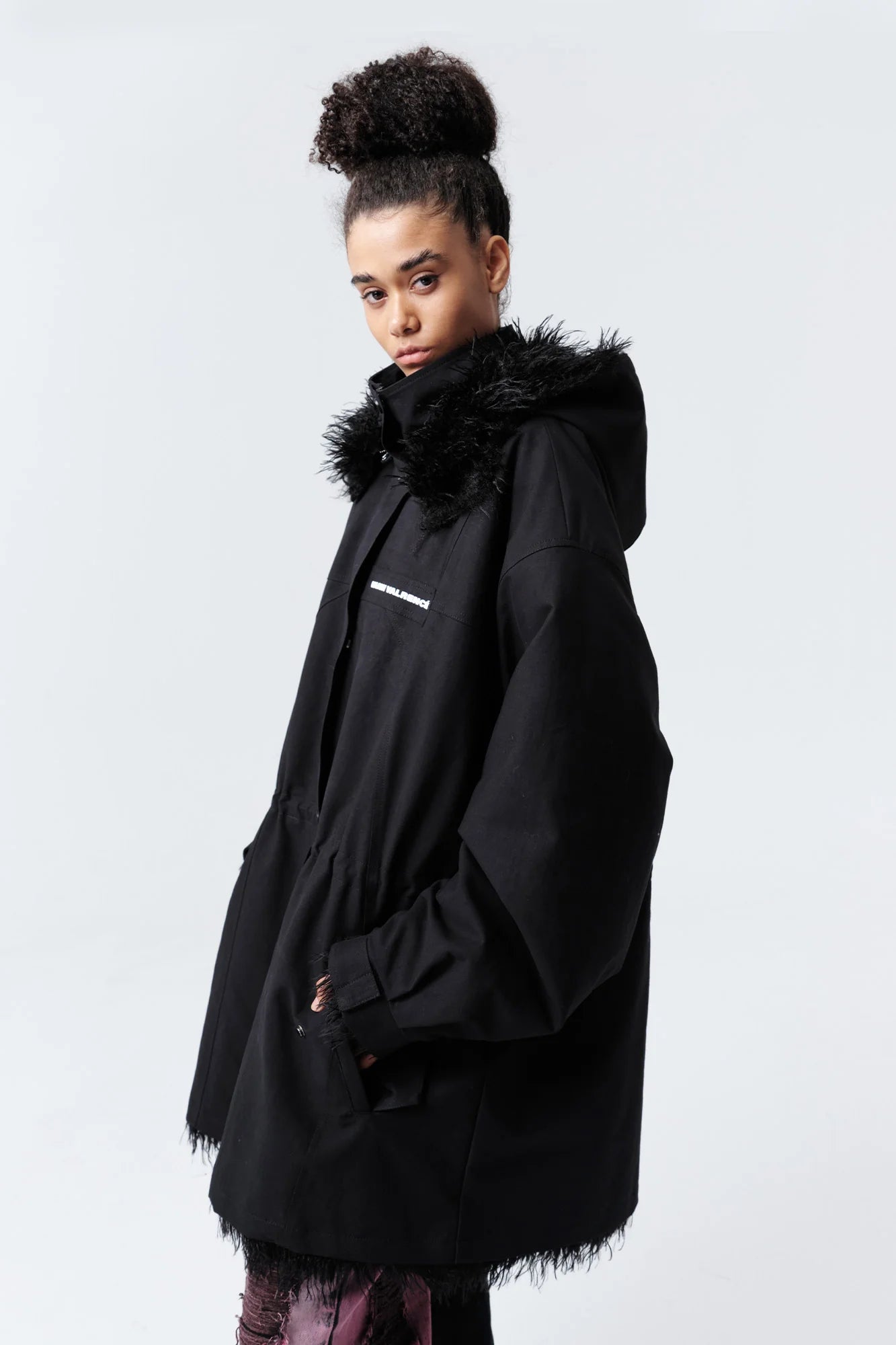 VANN VALRENCE Detachable Hood Faux-Fur Collar Parka
