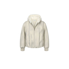 OKAYTHXBYE Faux Mink Lined Hooded Bomber Jacket