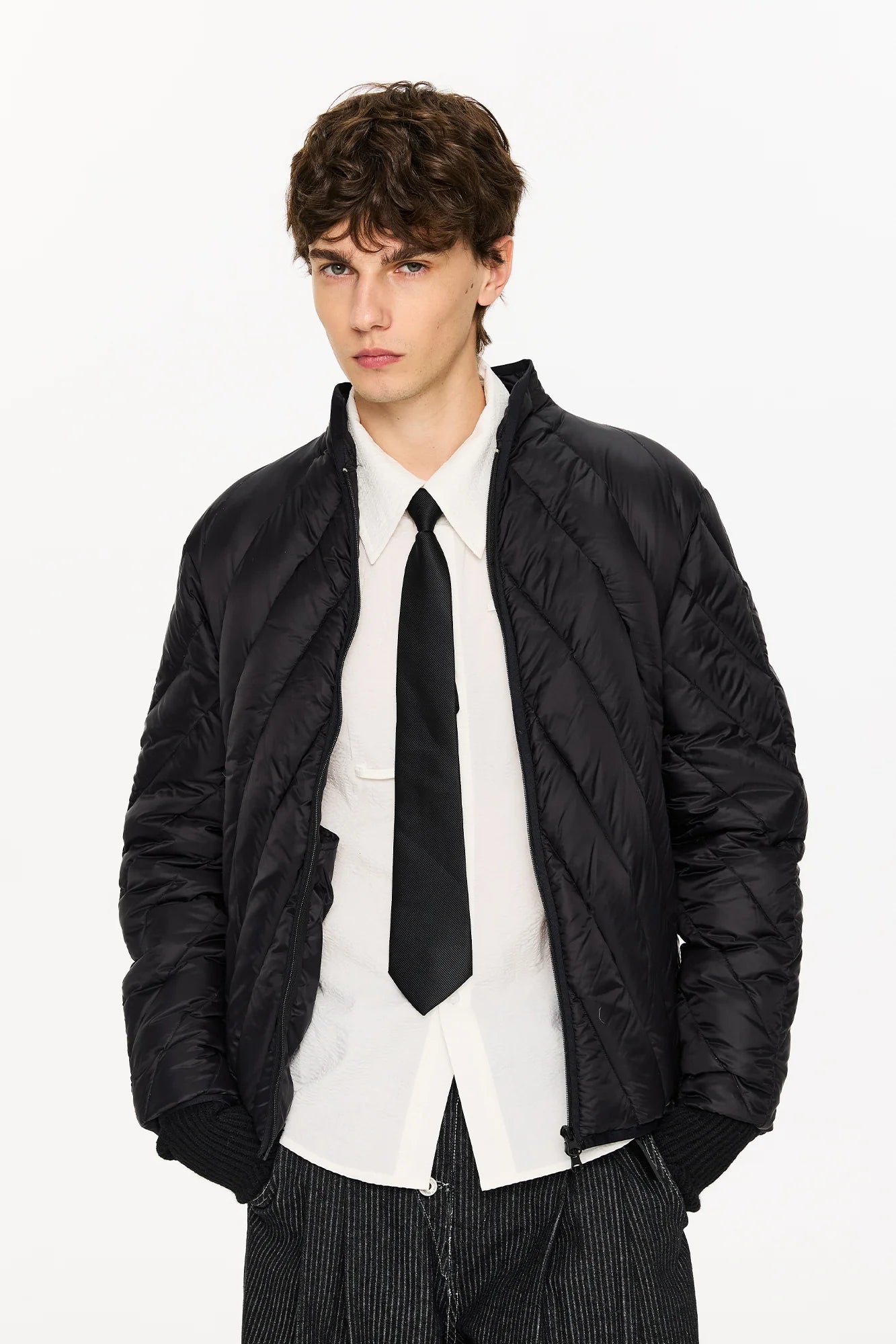 KREATE Quilted Rib Stand-Collar Down Jacket