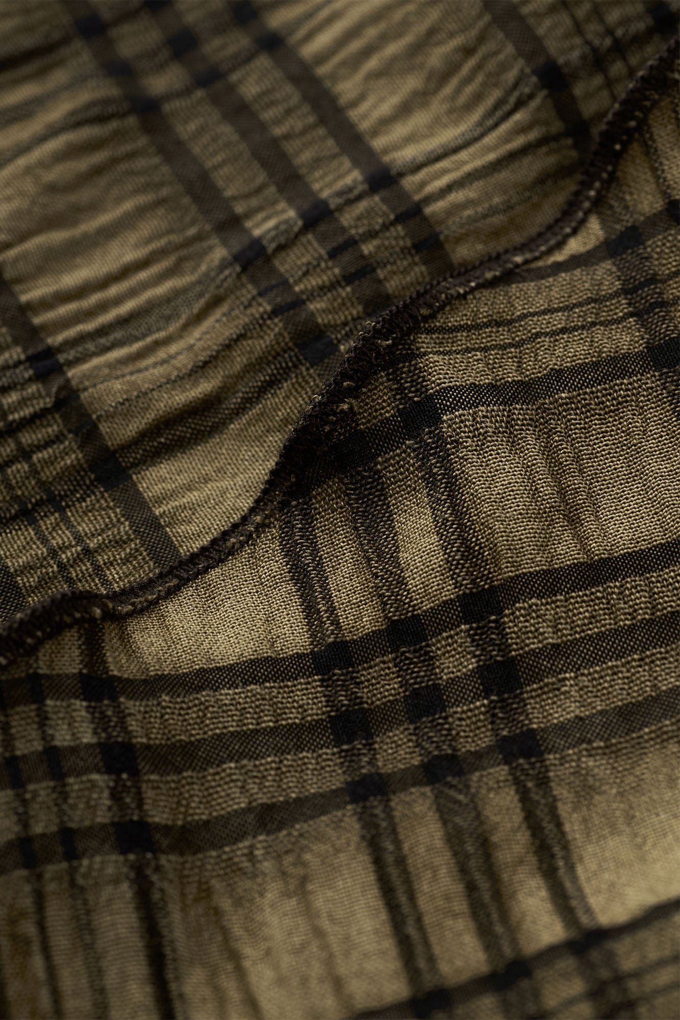 GONGHE REPUB Checked Beaded Pendant Scarf