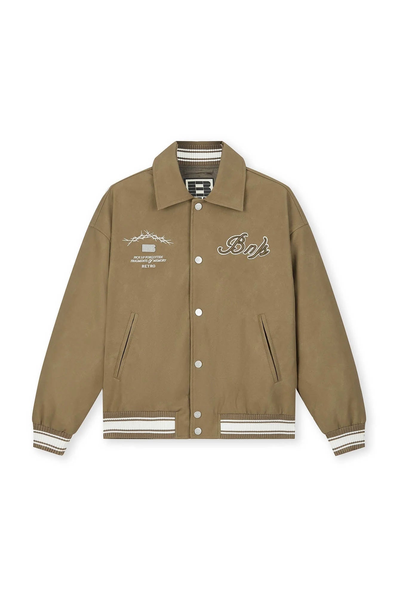 BONELESS Embroidered Logo PU Varsity Jacket