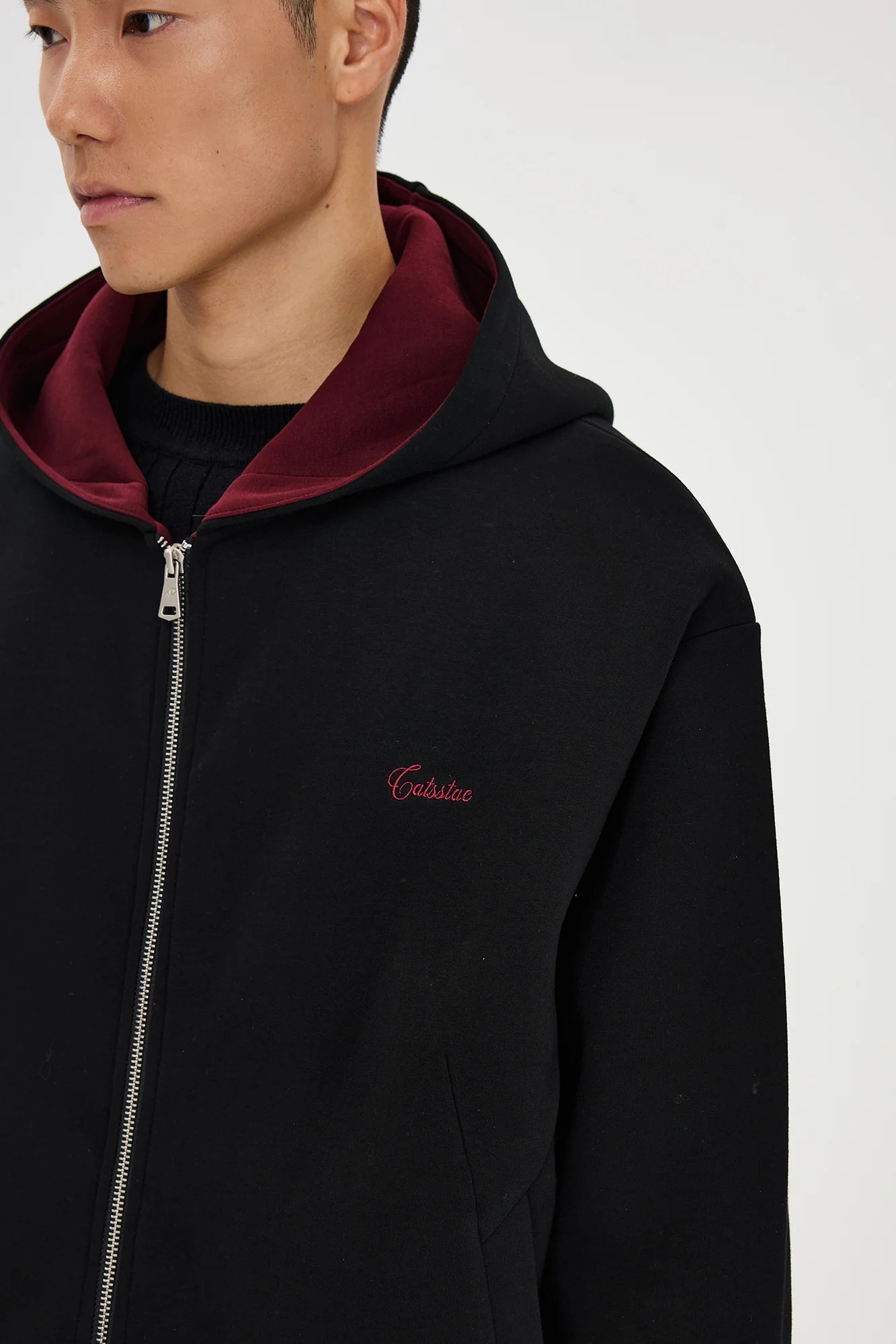 CATSSTAC Essential Embroidered LOGO Zip-Up Hoodie