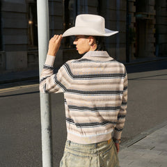 STEEPC Stripe Faux-Layered Polo Sweater