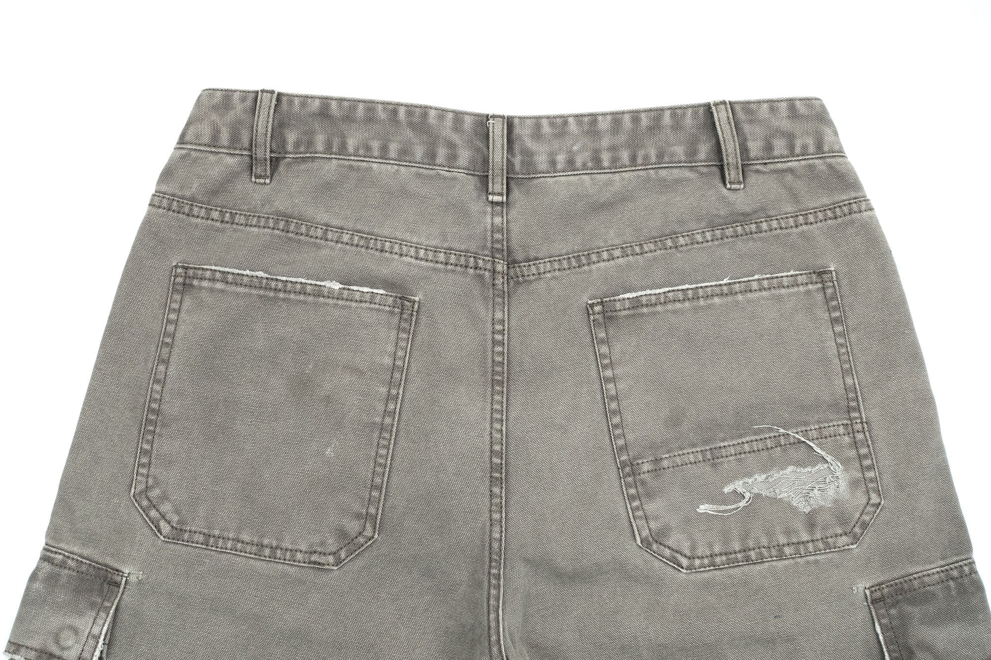 IN EXISTENCE Distressed Multi-Pocket Straight-Leg Cargo Shorts