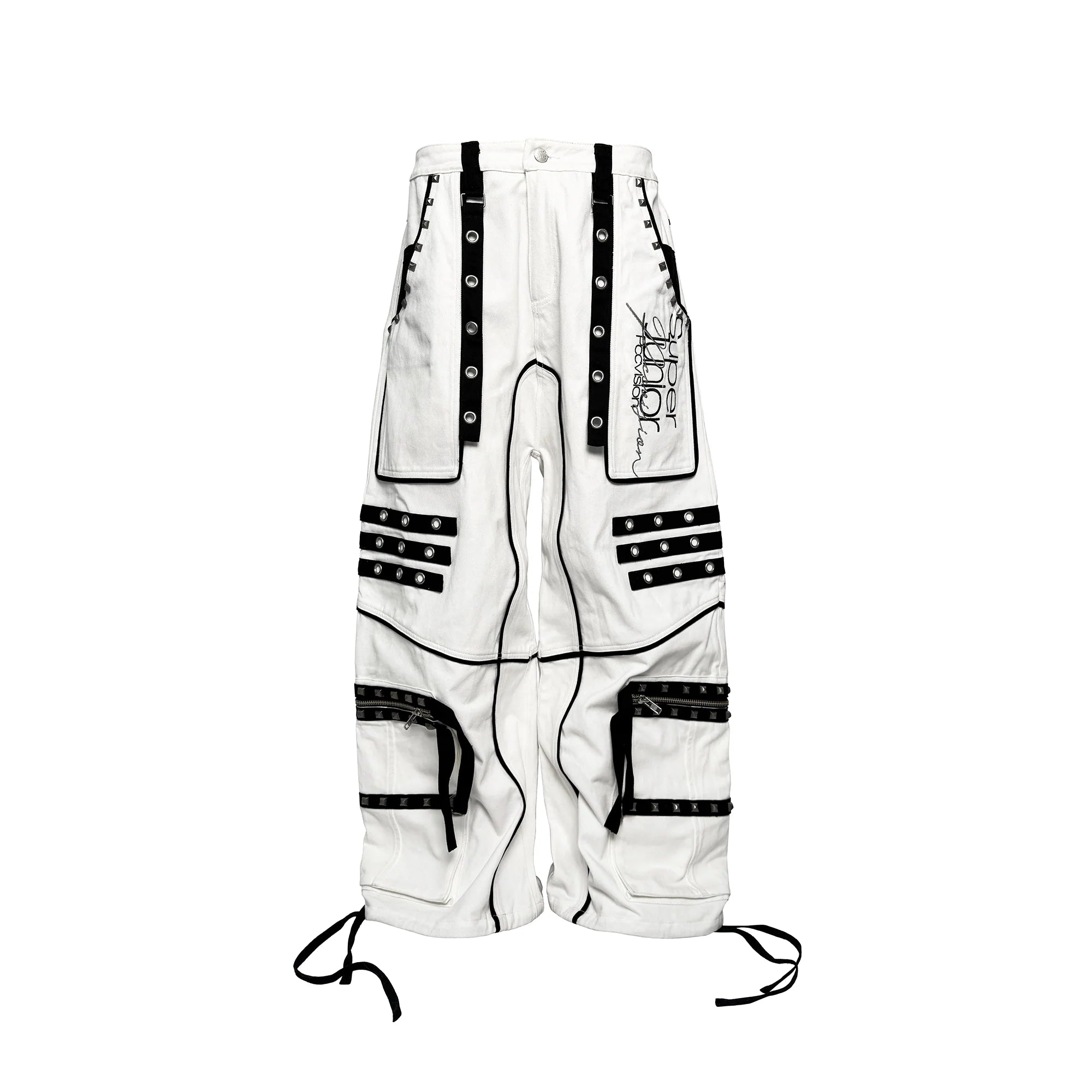 PCCVISION Studded Embroidered Baggy Pants