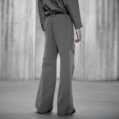 FACEONLAB Paneled Armor Padding Straight-Leg Pants