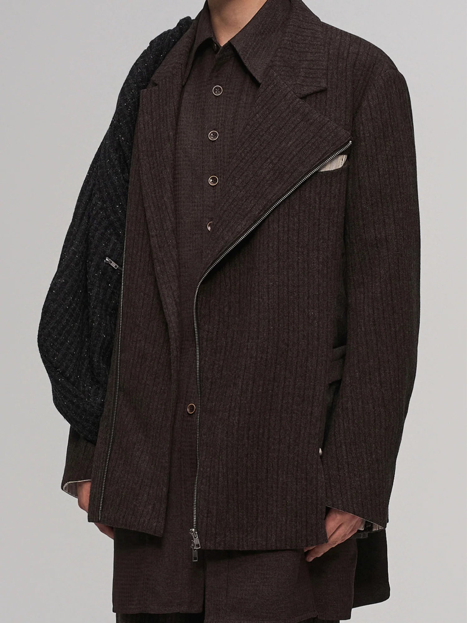 ILNya Nieternite Nifutur Wool-Blend Layered Sash Panel Blazer