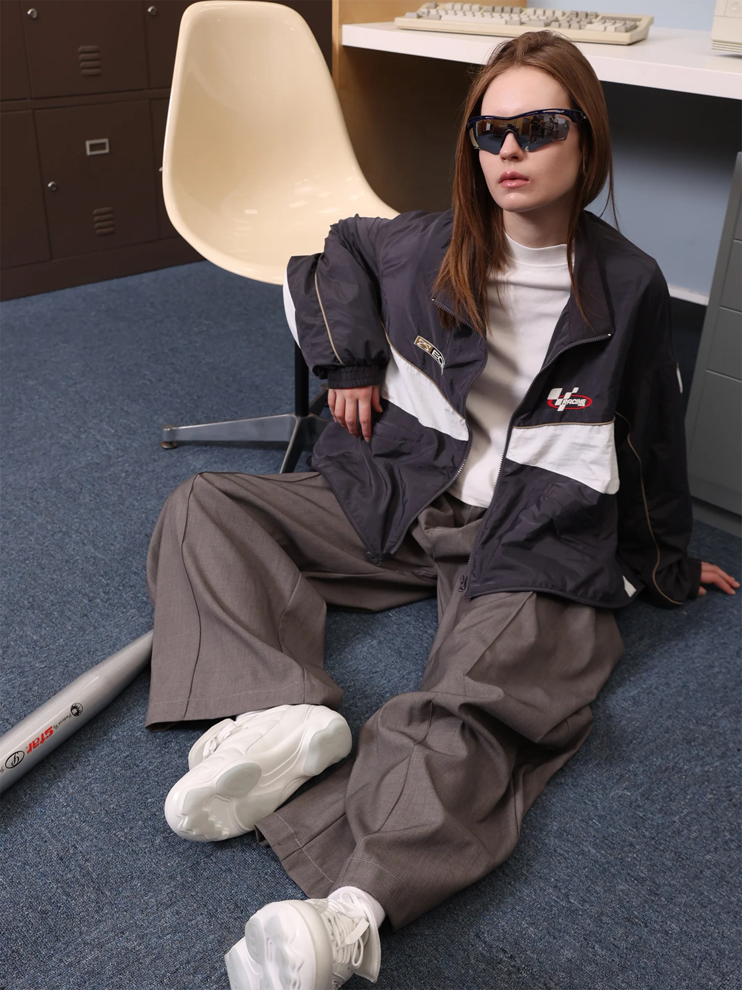 ERROR CODE ROBOT Invertible Contrast Panel Track Jacket