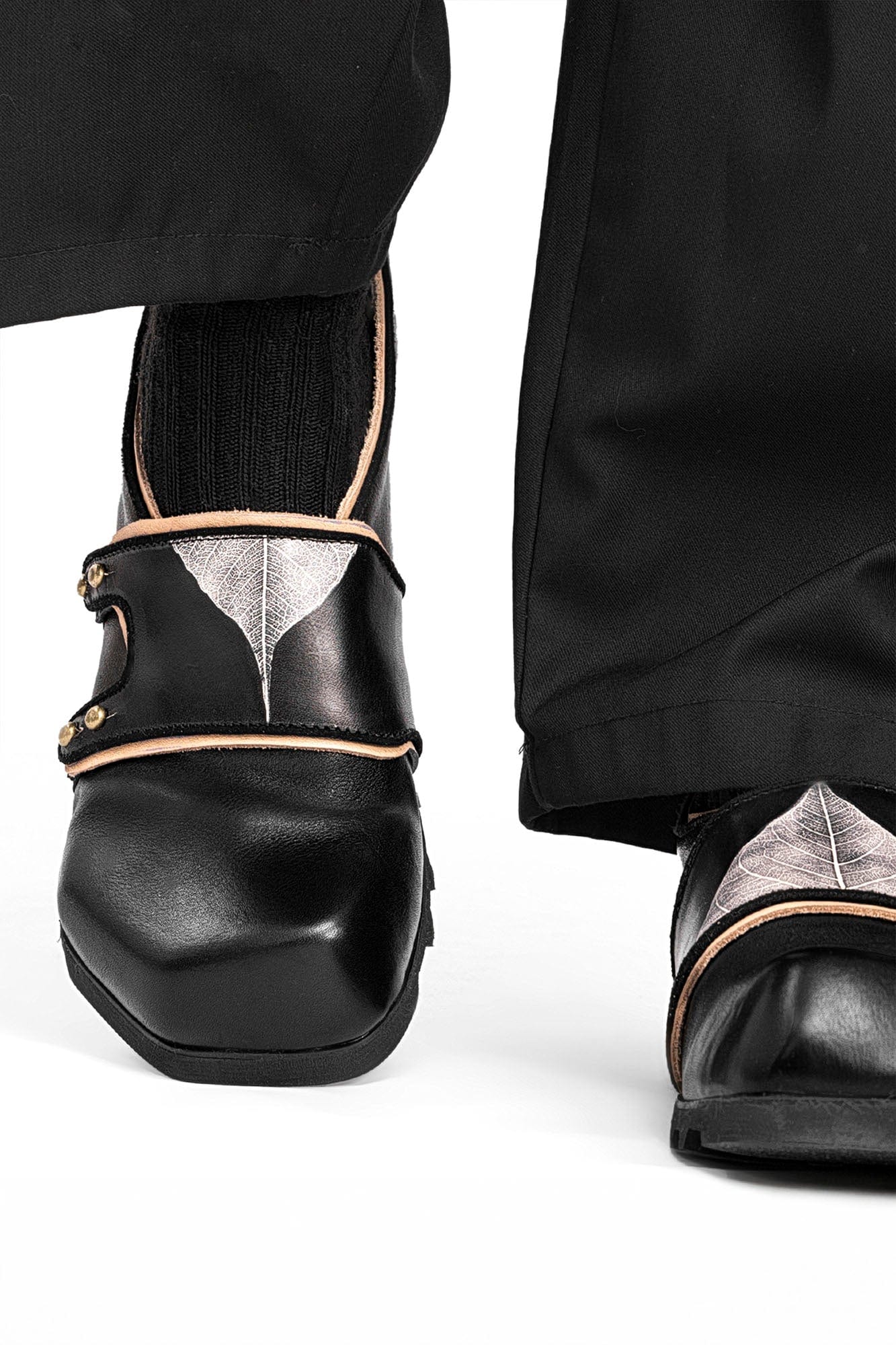 REWRITE×NO SENSE Leaf Cowhide Velcro Loafers