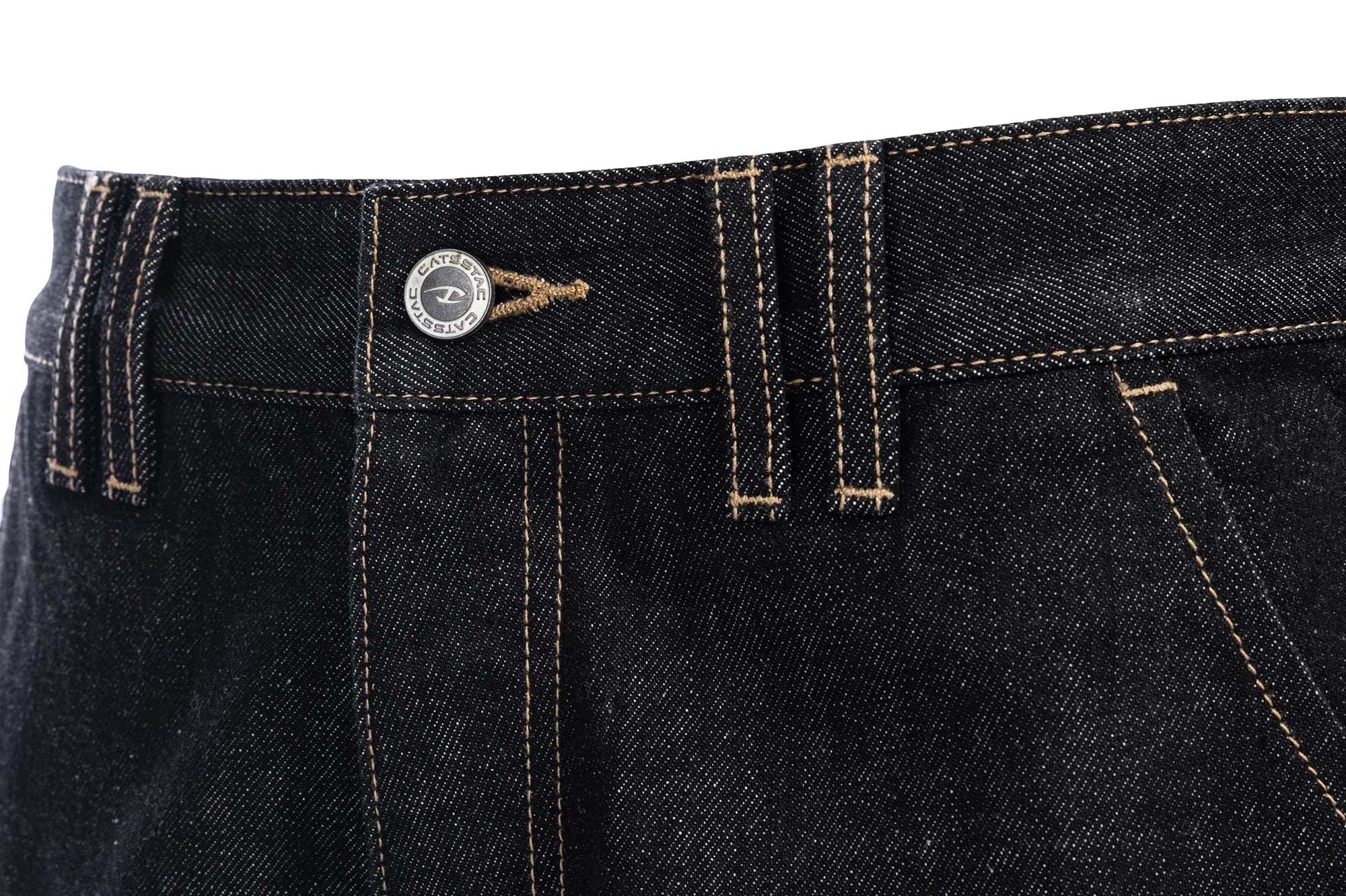 CATSSTAC Contrast Stitch Paneled Raw Jeans