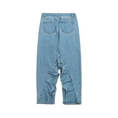 ME DA IGUAL Deconstructed Washed Ruched Jeans