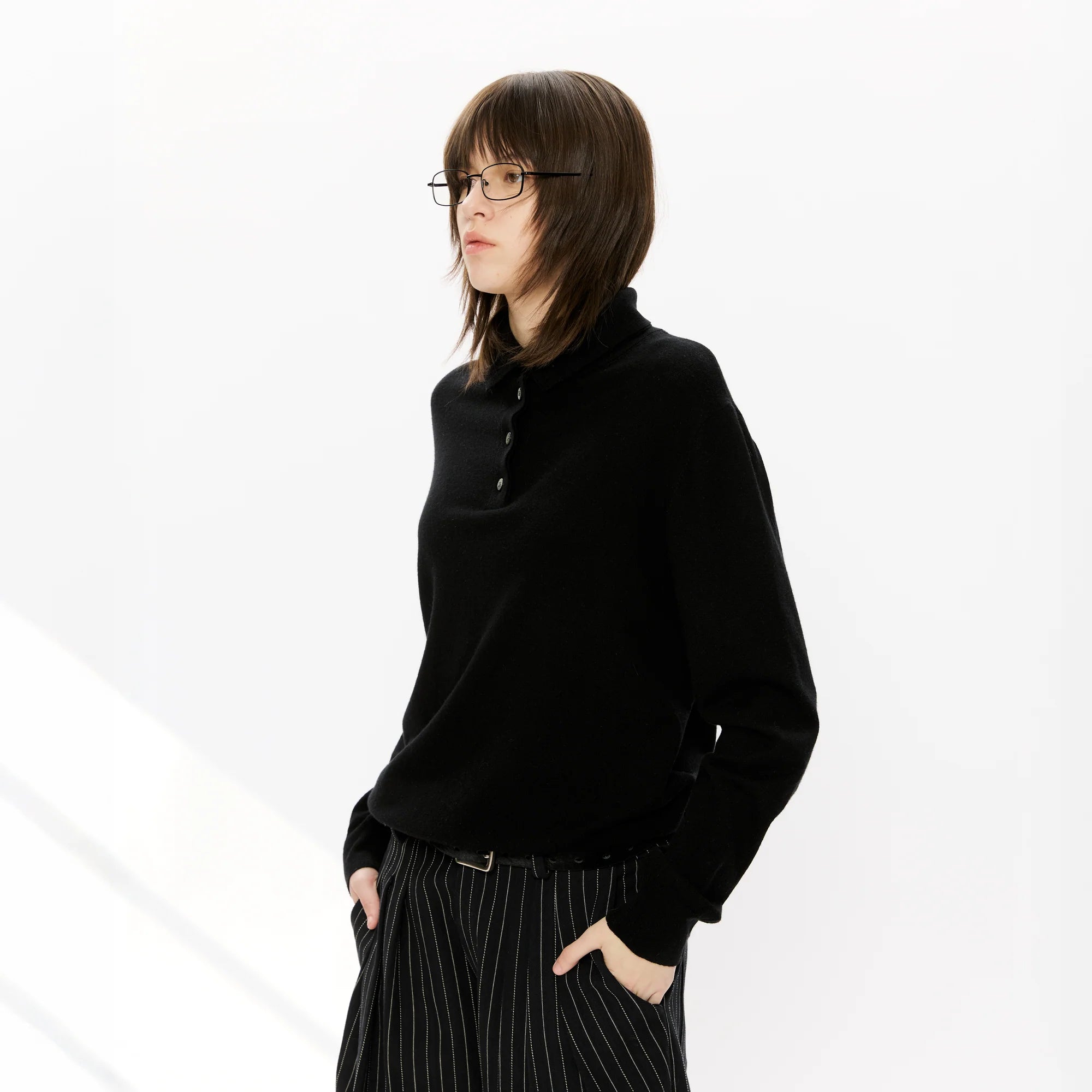 KREATE Double-Collar Wool-Blend Knit Polo