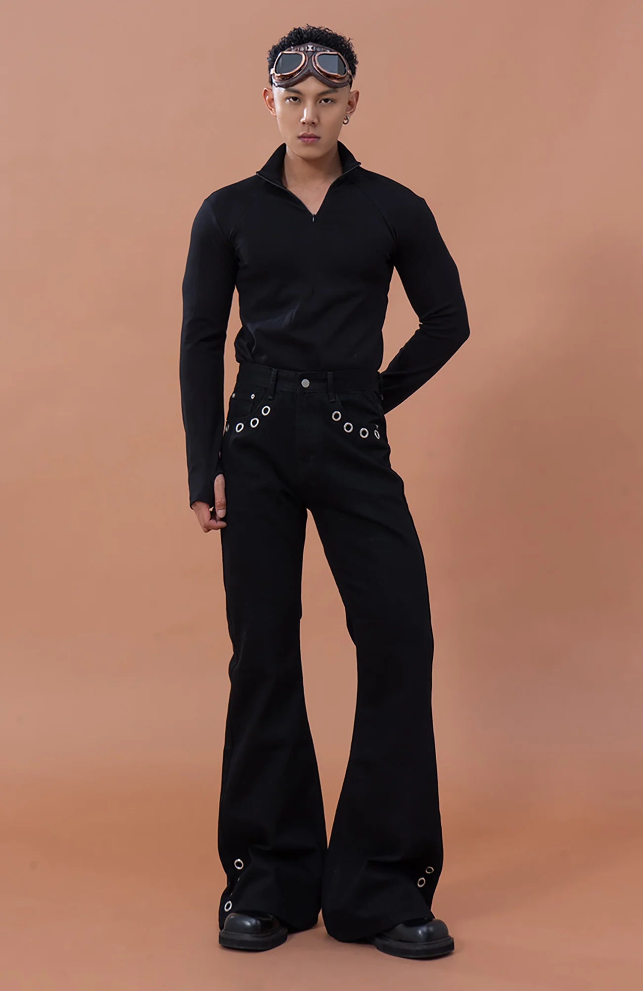 CLP Eyelet-Stud Stacked Hem Flared Jeans