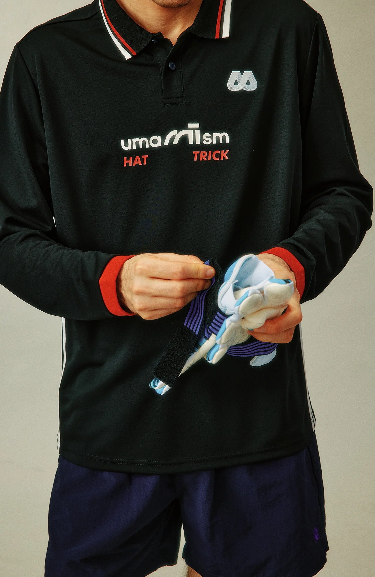 UMAMIISM Quick-Dry Striped Polo Long Sleeve Tee