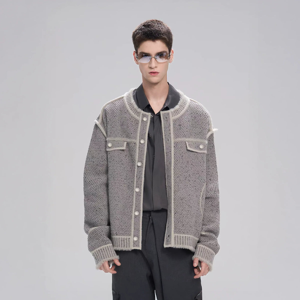 TIWILLTANG Contrast Stitch Knit Jacket
