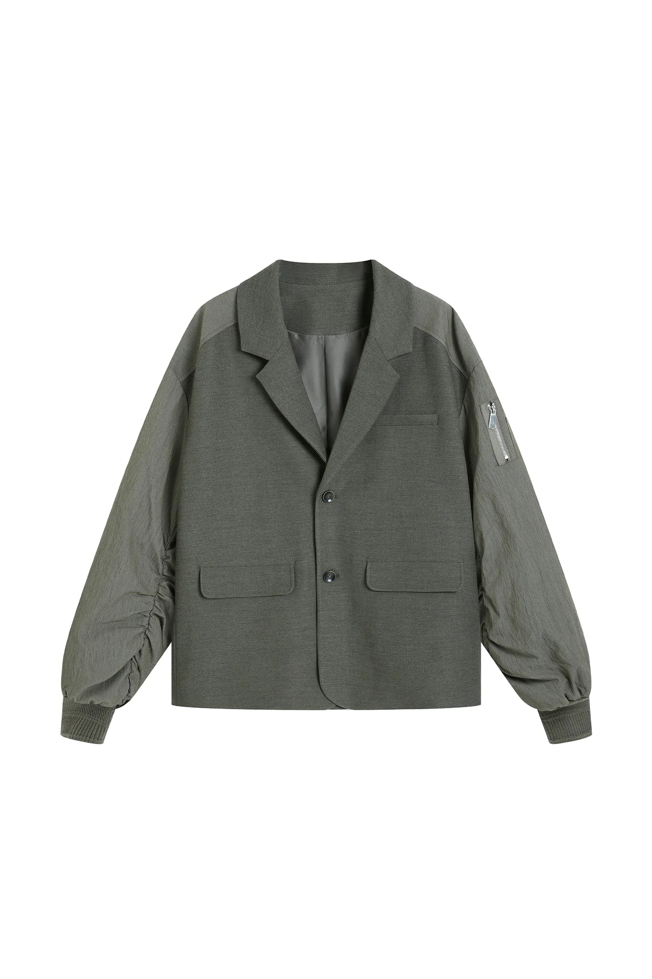 SAME FLOW Multi-Pocket Paneled Bomber-Sleeve Suit Jacket