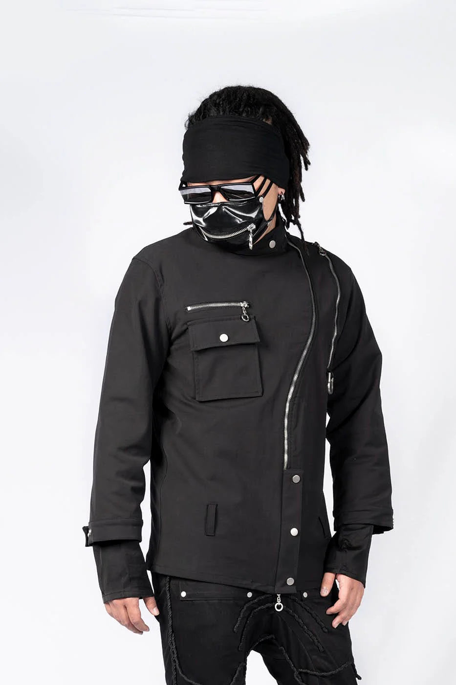 INSIDE OUT Asymmetrical Curved Zippered Jacket