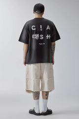 F2CE Layered Spliced Frayed-Edge Shorts