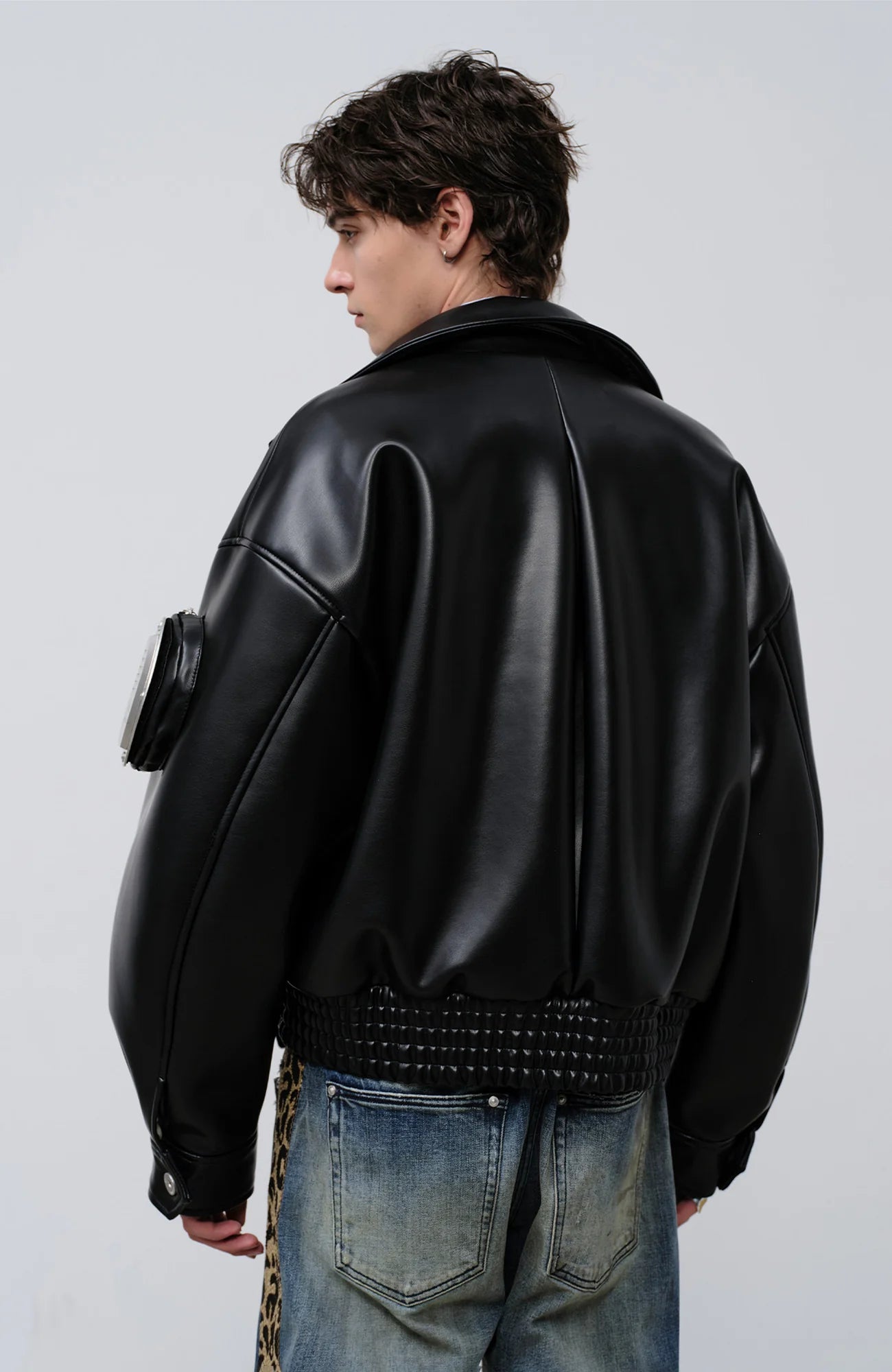 FACEONLAB Arm-Patched Bomber Oversized Jacket