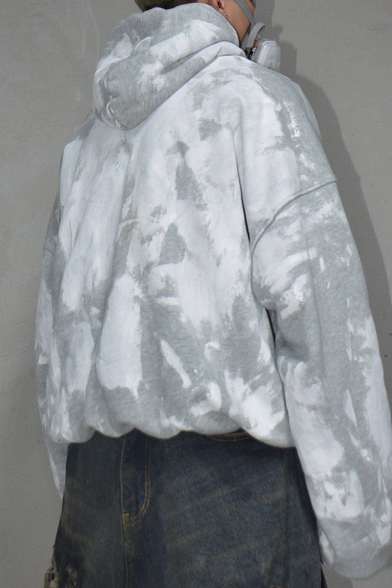 LUUUCAM Brush-Paint Faded Logo Hoodie