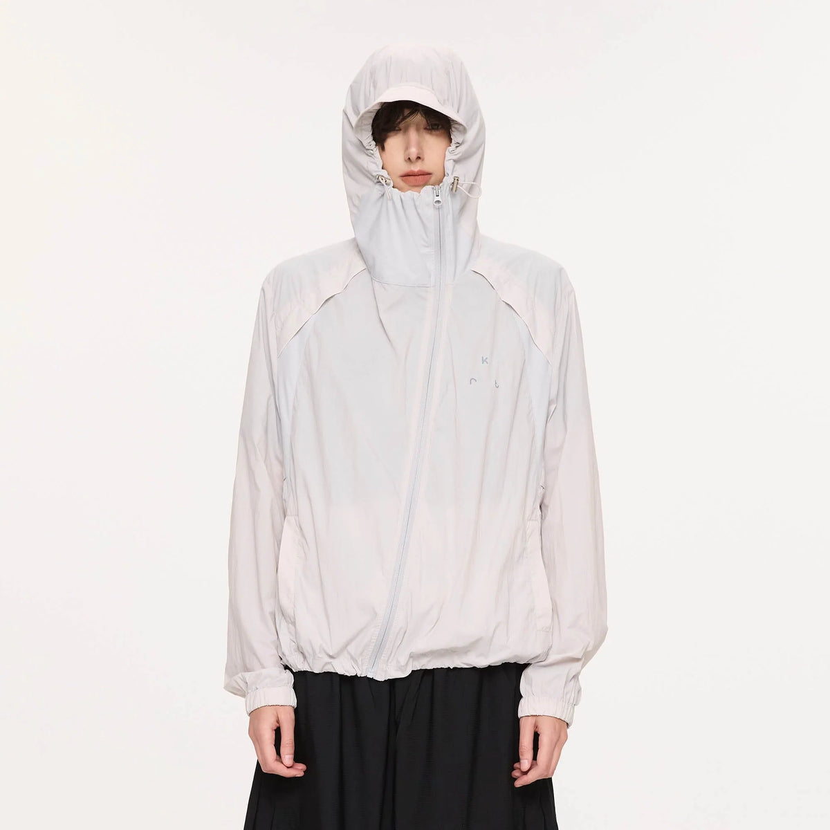 KREATE Asymmetrical Zip Mesh-Paneled UV Protection Hooded Jacket