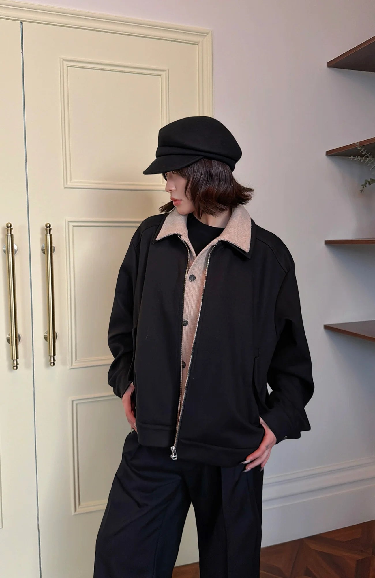 OKAYTHXBYE Faux-Layer Knit-Inset Jacket