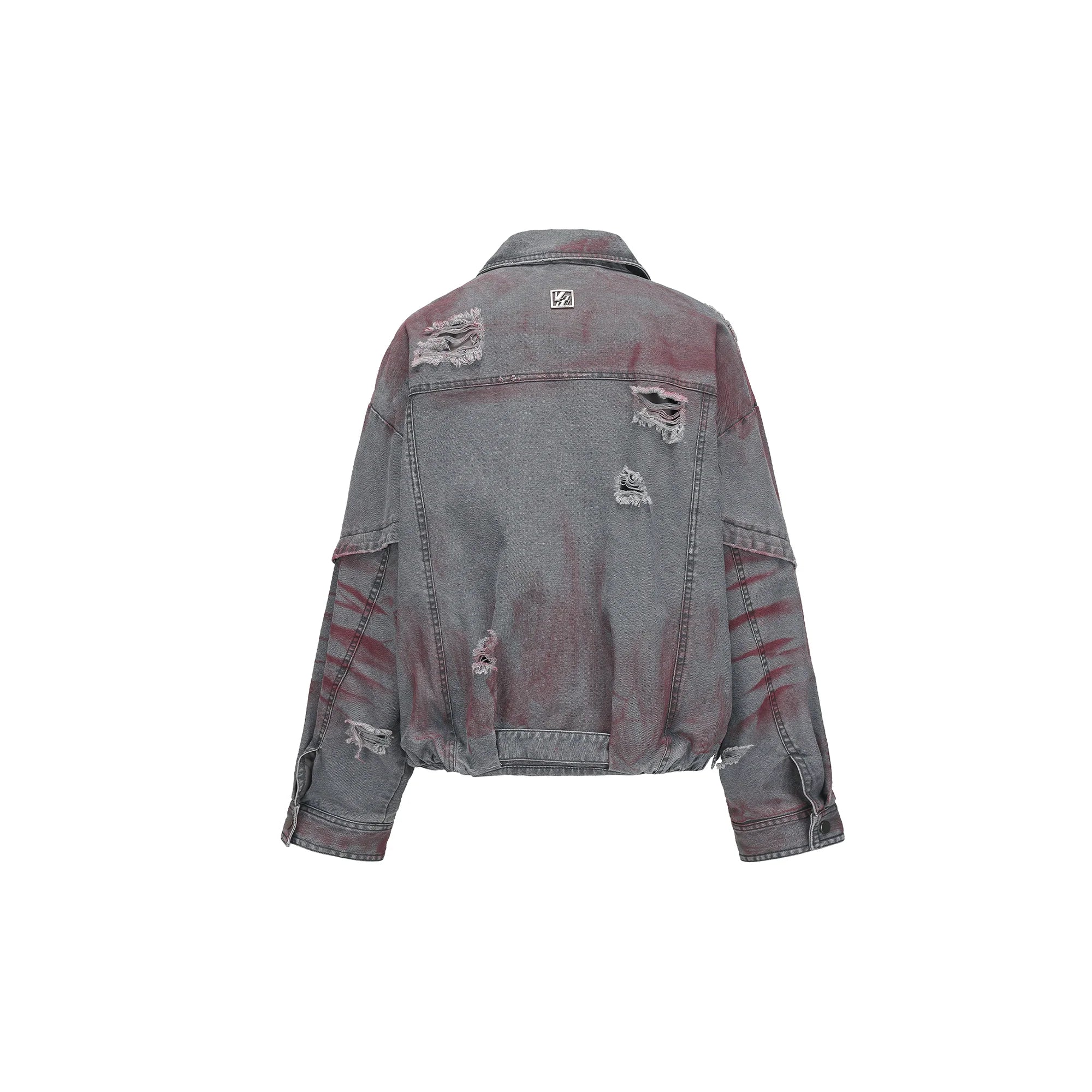 VANN VALRENCE Washed Distressed Multi-Pocket Utility Denim Jacket