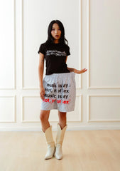 KADAKADA Stripe Slogan Graphic Lounge Shorts